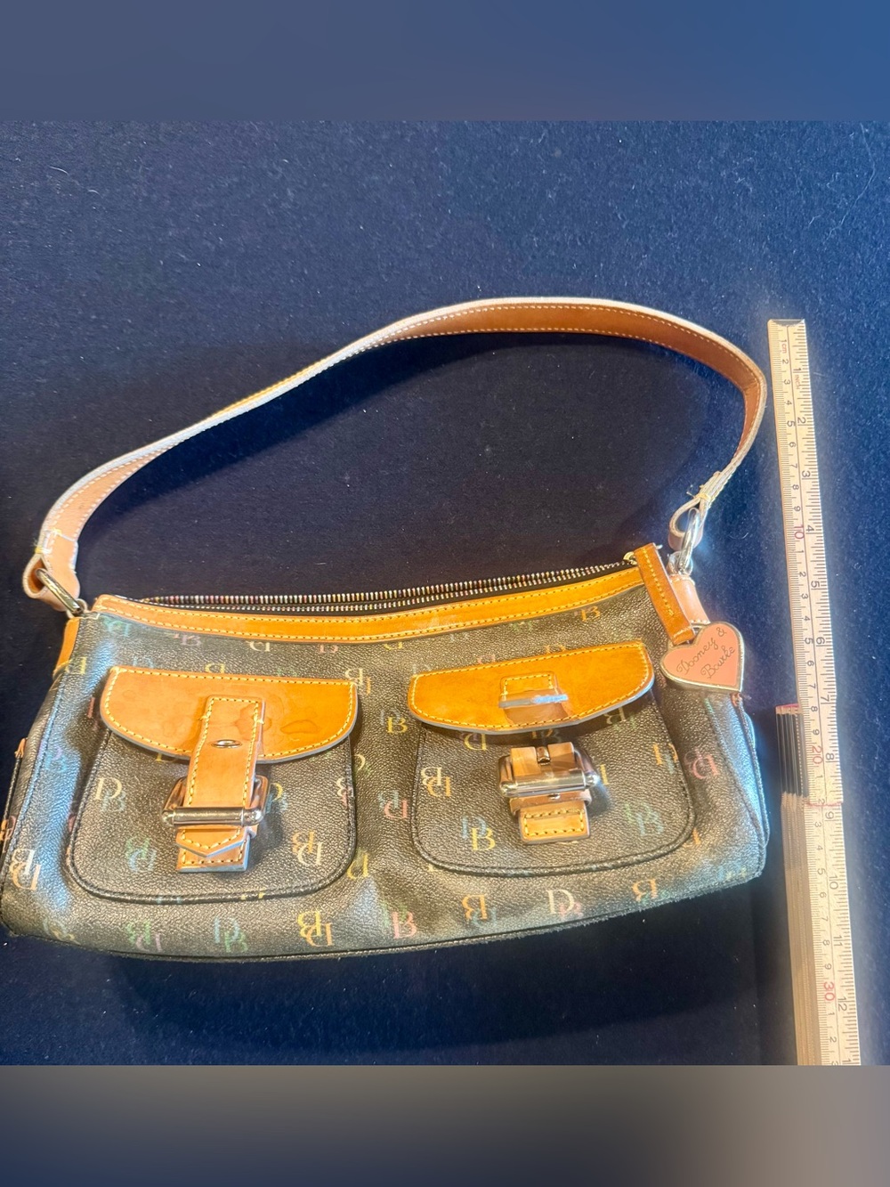 Dooney & Bourke Monogram Shoulder Bag with Tan Trim